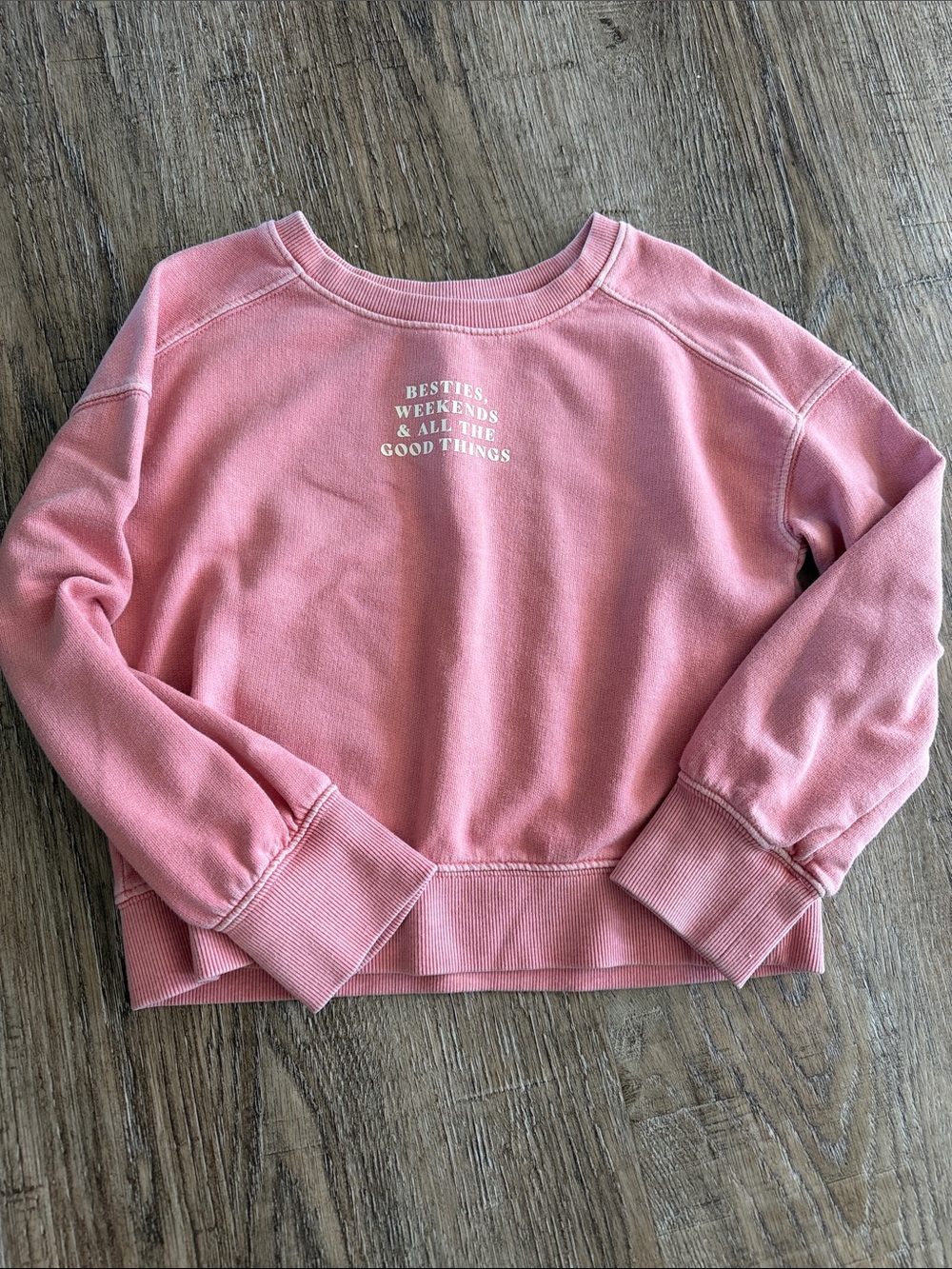 Cat & Jack Pink Crewneck Sweatshirt with White Chest Text